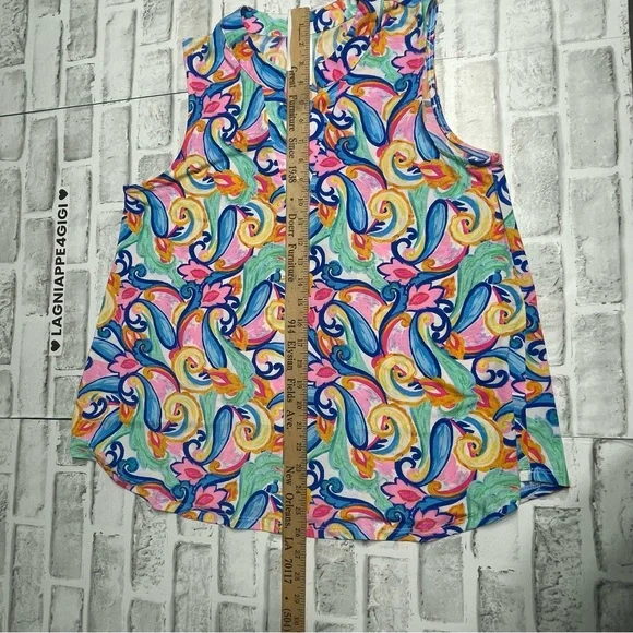 Dear Scarlett sleeveless top colorful paisley print Size M.  A-line preowned - Picture 10 of 10